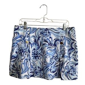 Lilly Pulitzer Madison Skort Don’t Be Jelly Blue White Tropical Print, Large